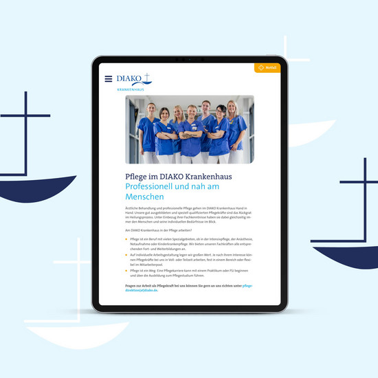 Relaunch für Krankenhaus-Website Der Relaunch der DIAKO-Krankenhaus-Seite.