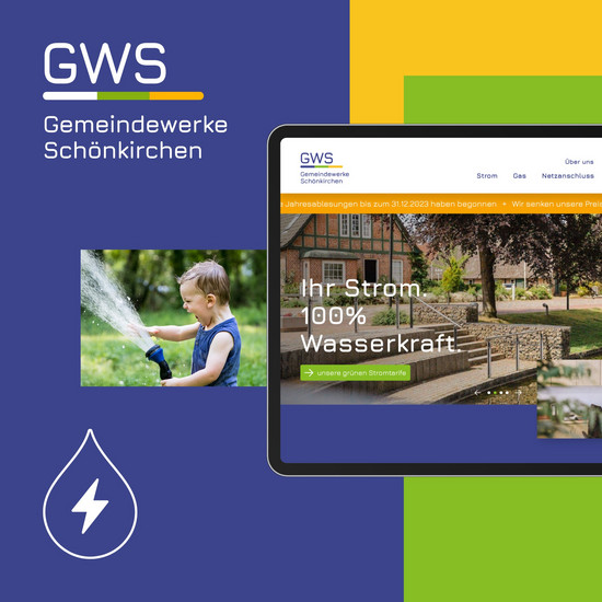 Neues Erscheinungsbild für Energieversorger Bildercollage von GWS