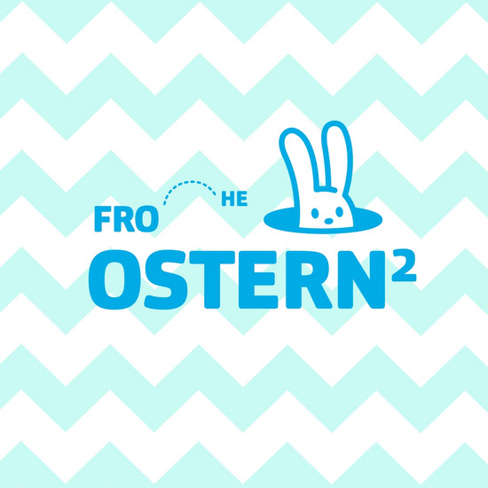 Oh hoppy day Eine blaue Oster Grafik mit einem Hasen