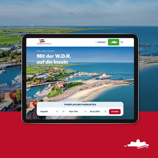 Web-Projekt für Reederei Einblicke in die neue Website auf einem Tablet