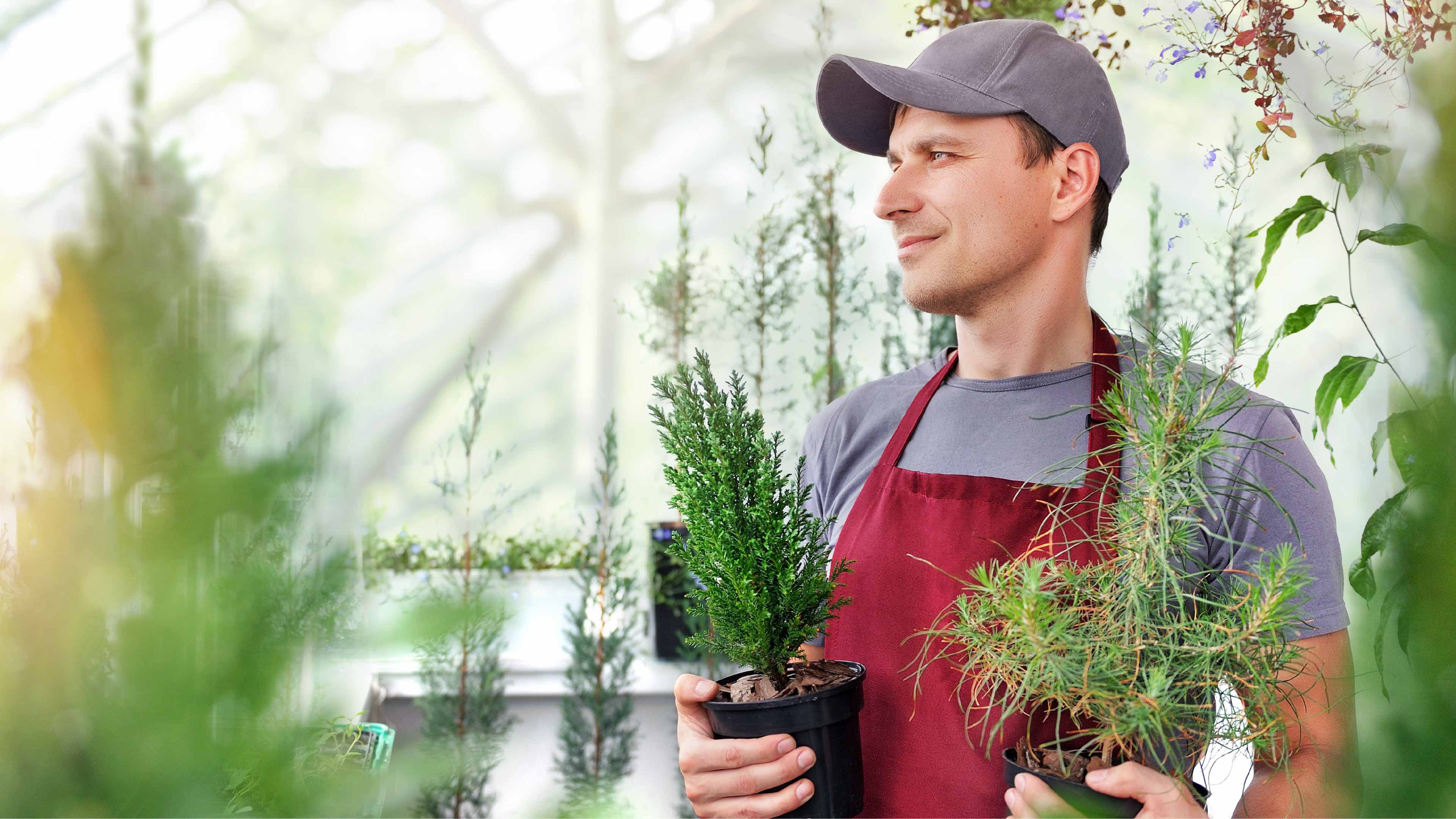 Gärtner mit Schürze