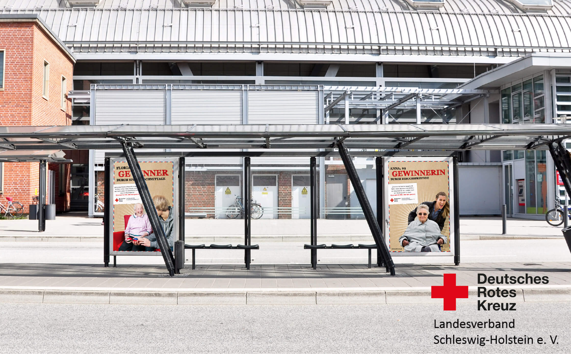 Werbung vom DRK am Busbahnhof