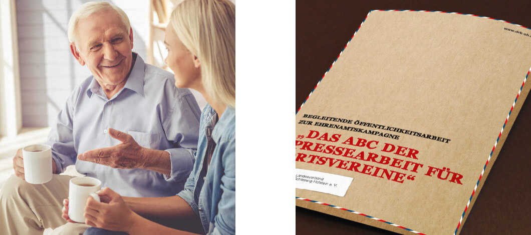 Älterer Mann unterhält sich mit Frau