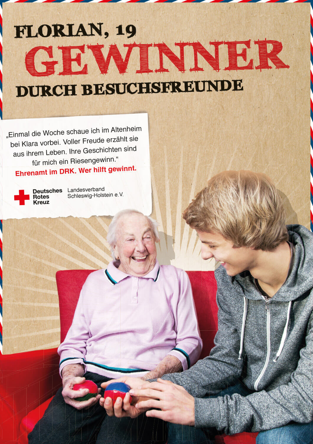 Ältere Dame spielt Spiele mit Mann