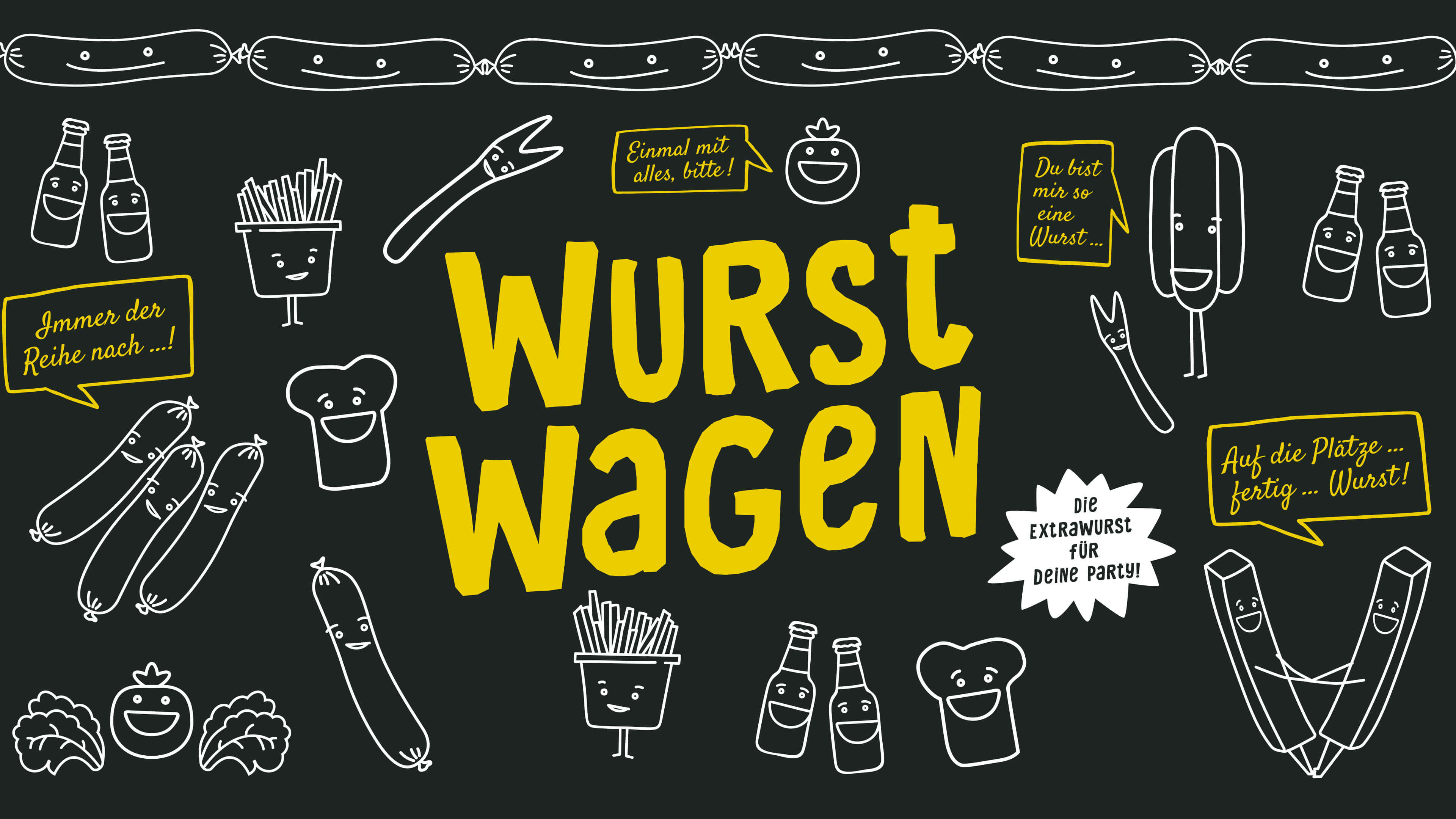 Wurstwagen Logo mit gelber Schrift