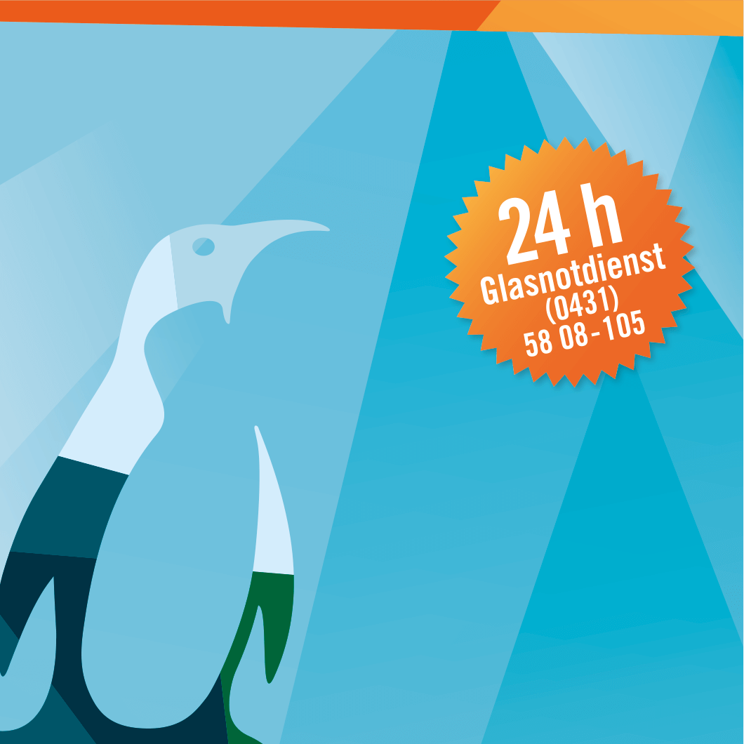 Blauer Pinguin mit orangenem Kreis