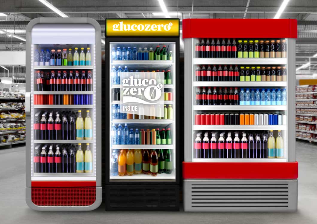 glucozero-03.jpg Drei Kühlfächer im Supermarkt