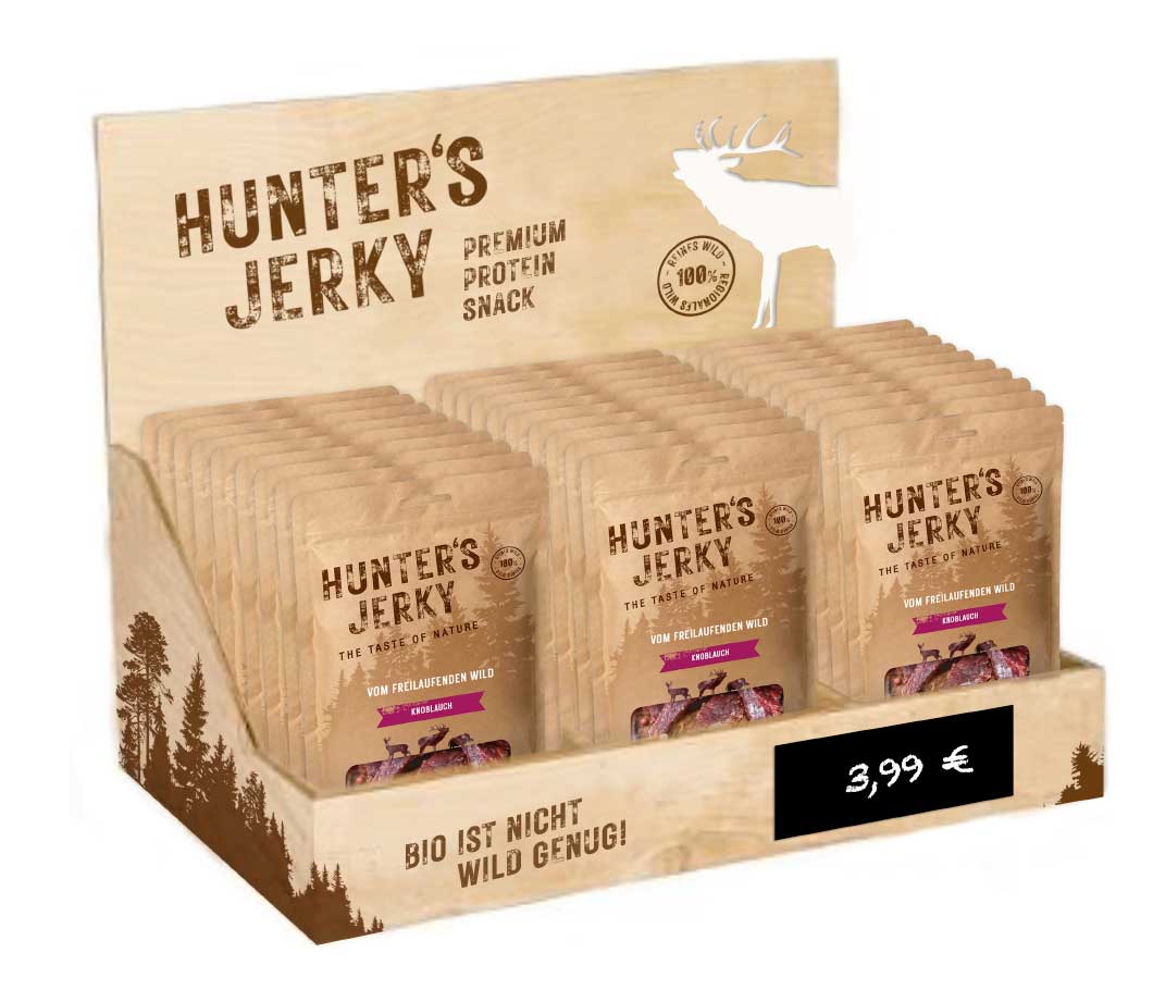 Holz Aufsteller von Hunters Jerky