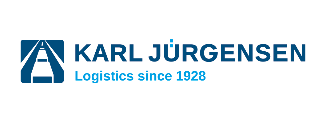 Blau weißes Firmenlogo von Karl Jürgensen