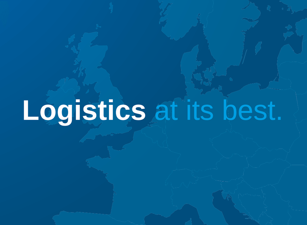 Blaue Landkarte mit Schriftzug