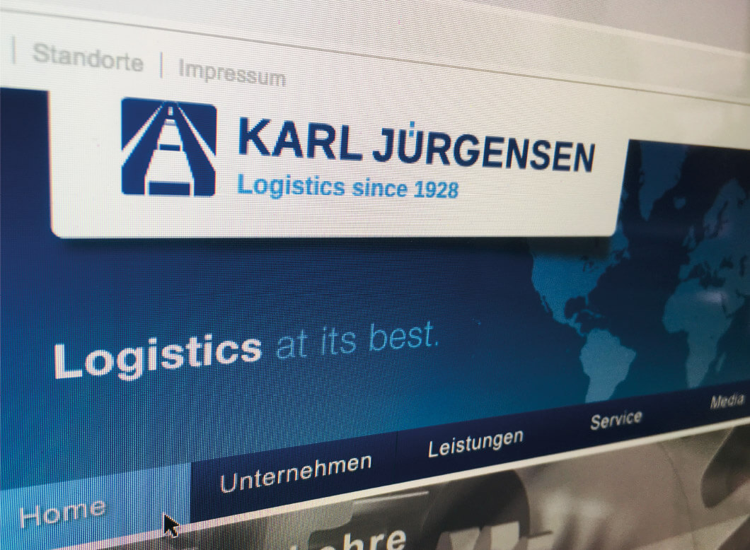 Blaue karl jürgensen Homepage auf Computer