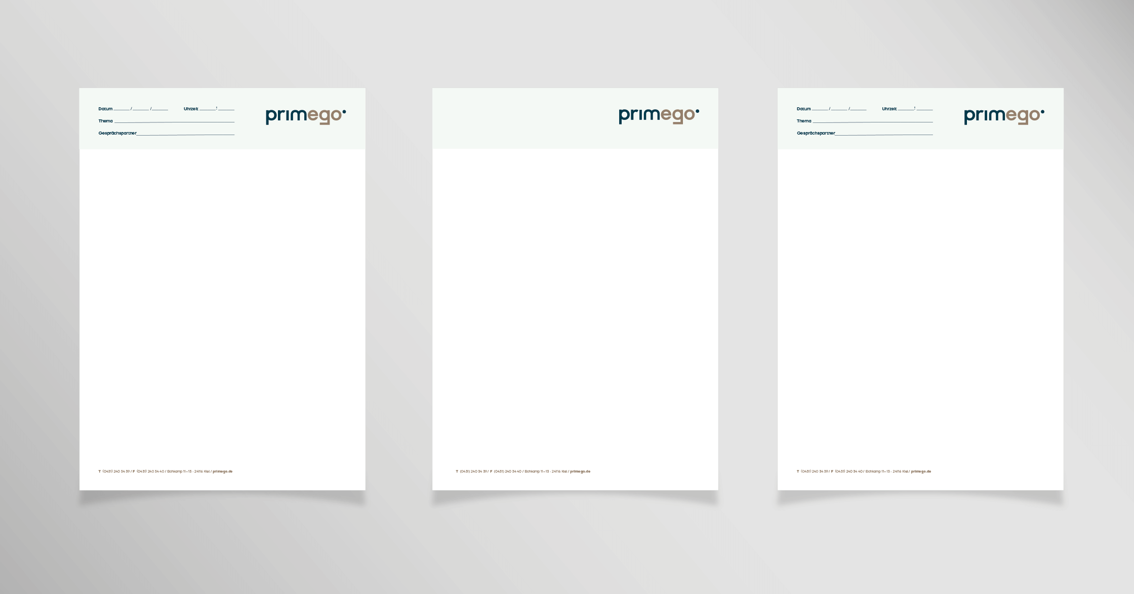 Drei weiße Papiere von Primego