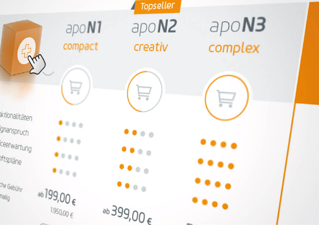 Vier eingekreiste orangene Einkaufswagen 