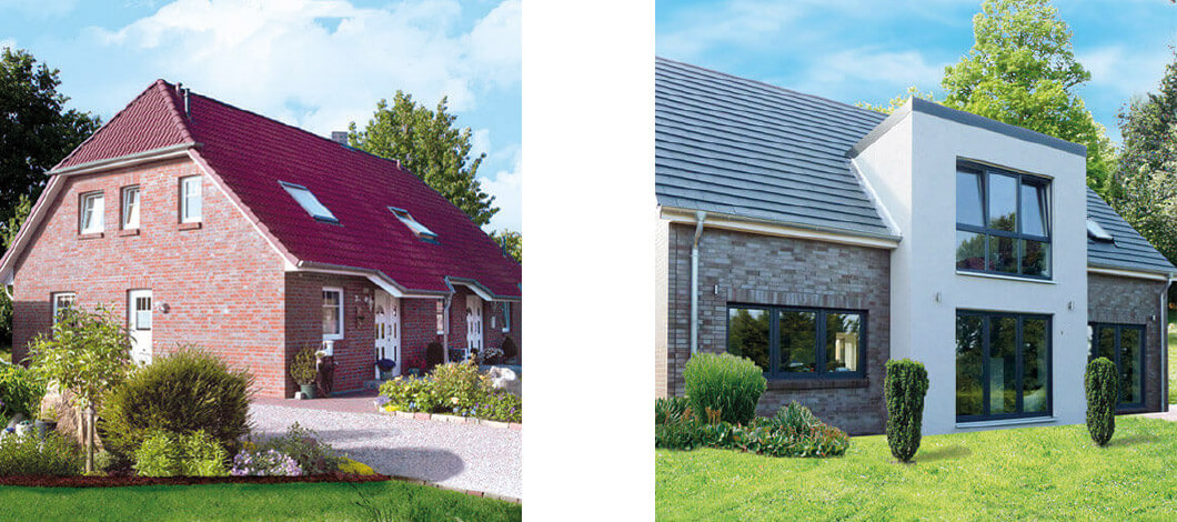 Zwei Häuser mit Garten