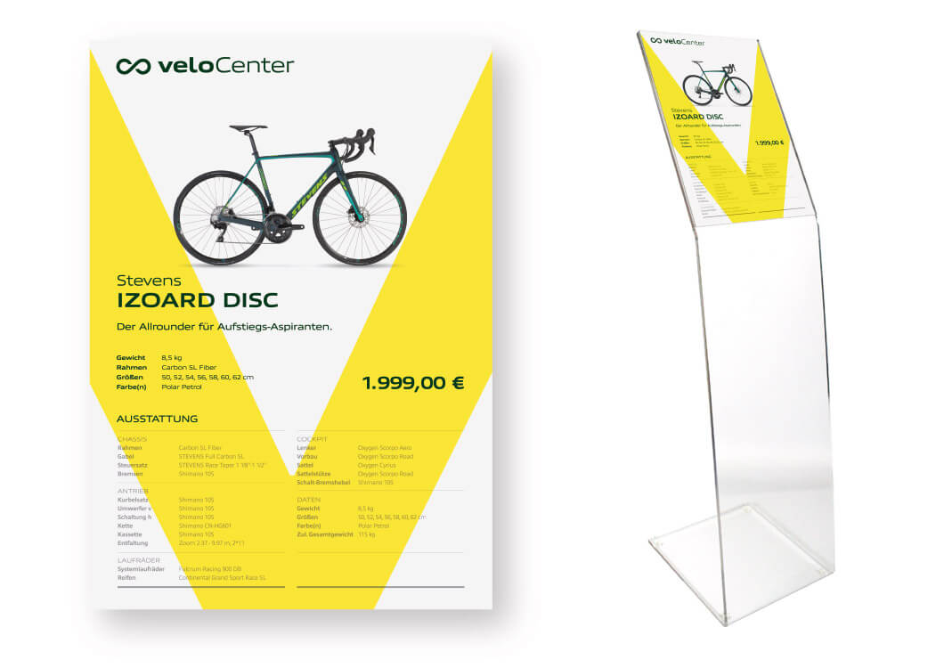 Gelber Aufsteller von Velocenter