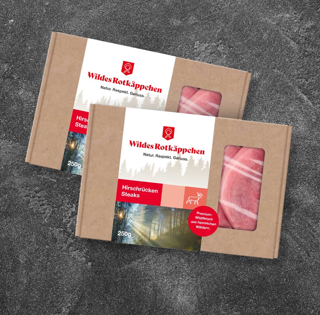 Pakete gefüllt mit Fleisch von Wildes Rotkaeppchen