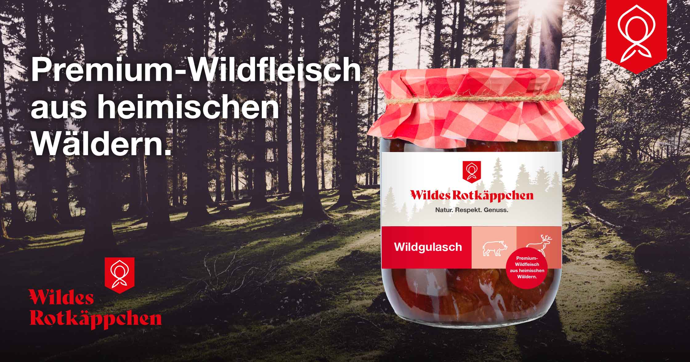 Einwegglas gefüllt mit Fleisch von Wildes Rotkaeppchen