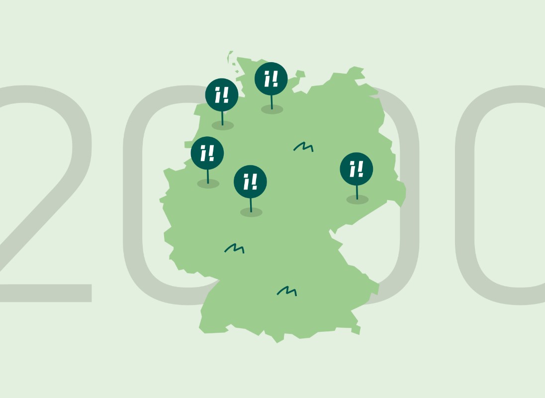 Grüner Hintergrund mit Jahreszahl 2000 und Deutschlandkarte