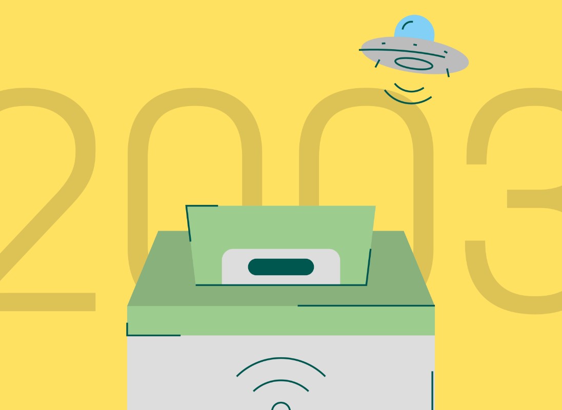 Gelber Hintergrund mit Jahreszahl 2003