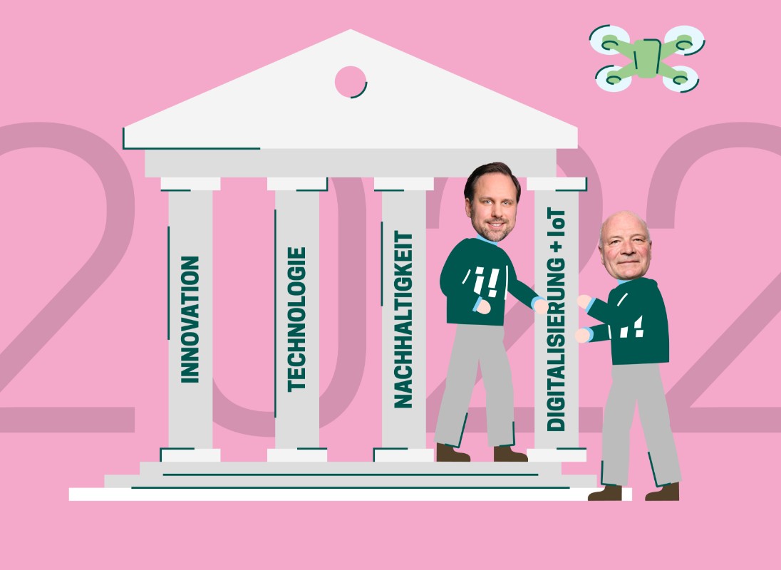 Rosa Hintergrund mit Jahreszahl 2022 und neuer Geschäftführung