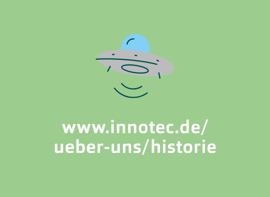 Grüner Hintergrund mit URL www.innotec.de/ueber-uns/historie