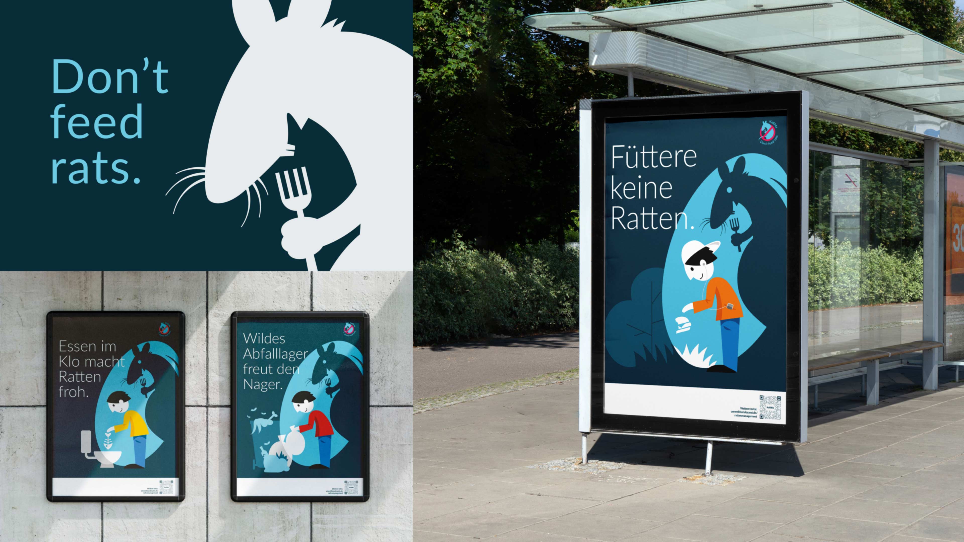 Drei Ansichten einer Anti Ratten Kampagne von Hochzwei