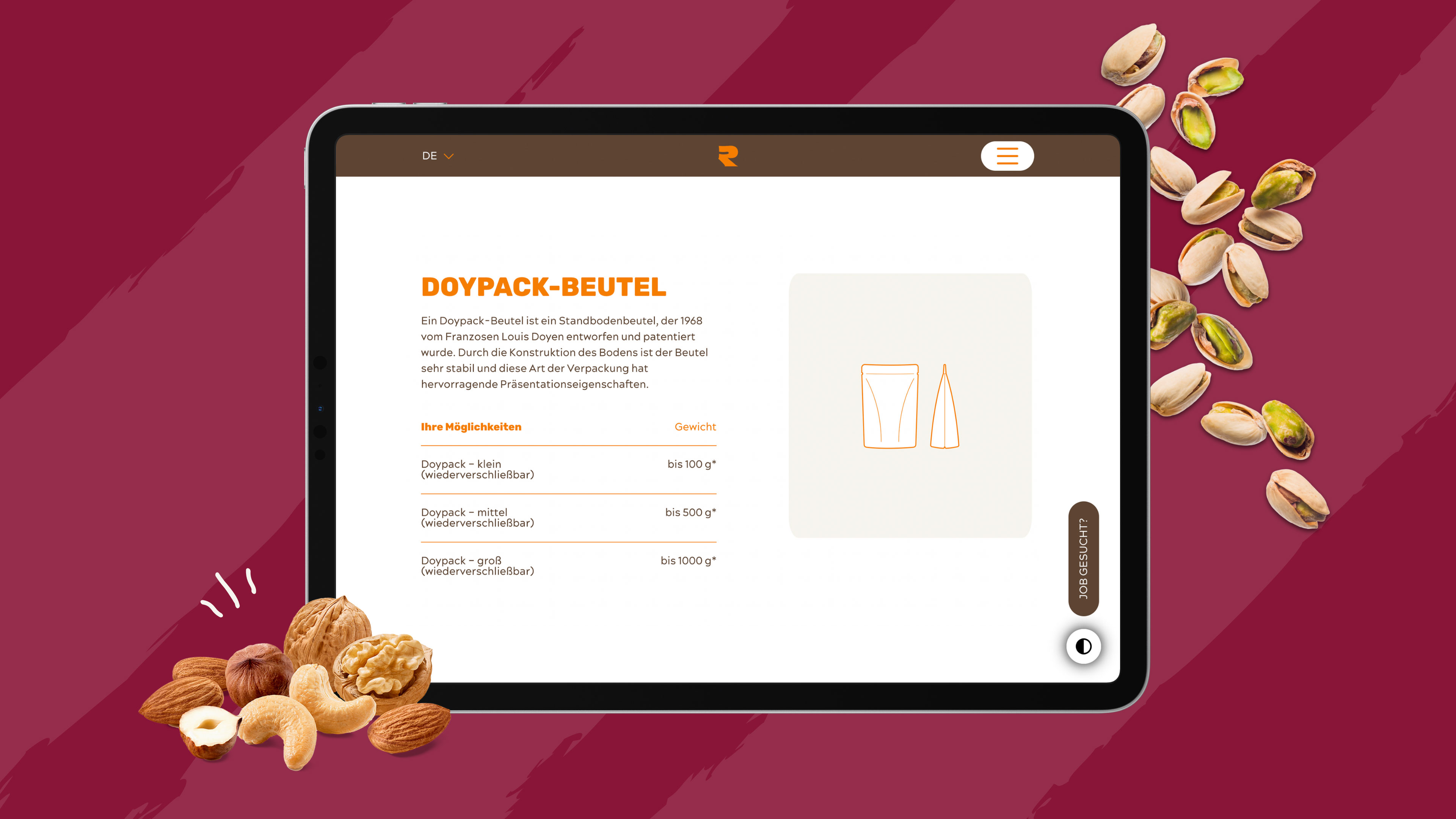 Größenangaben von Doypackbeuteln