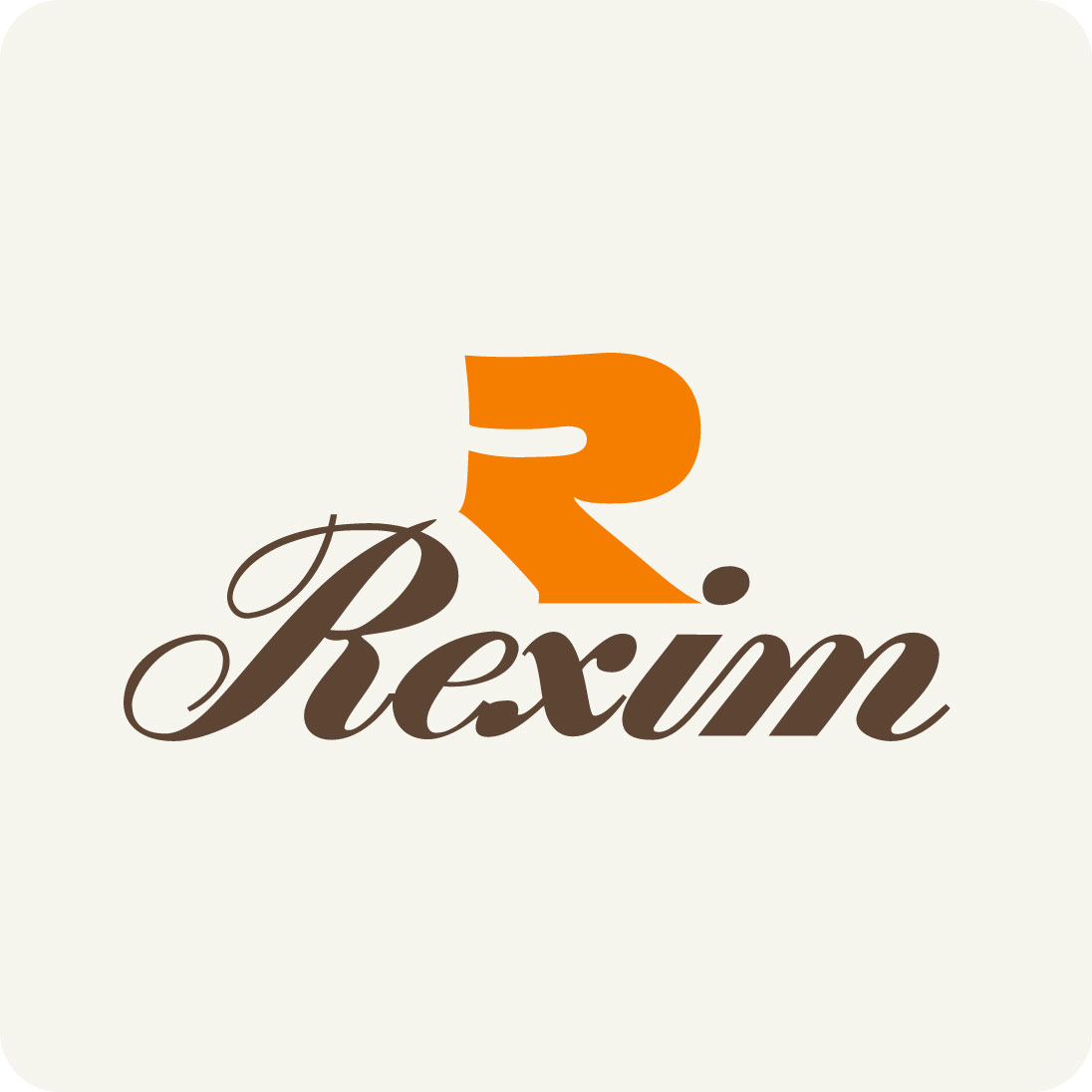 Das Rexim Logo mit einem großen orangenen R
