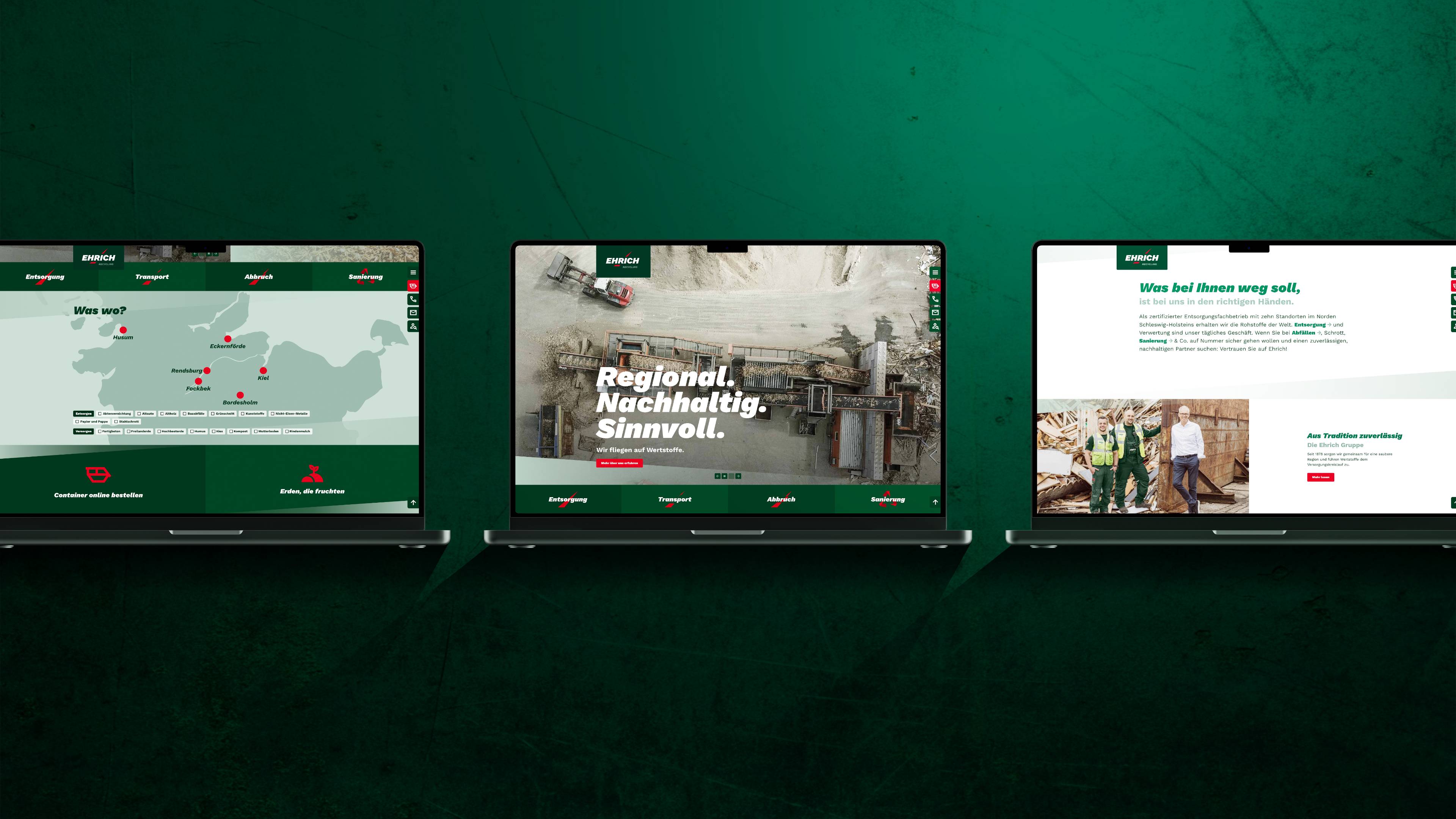 Verschiedene Ansichten der Ehrich Webseite