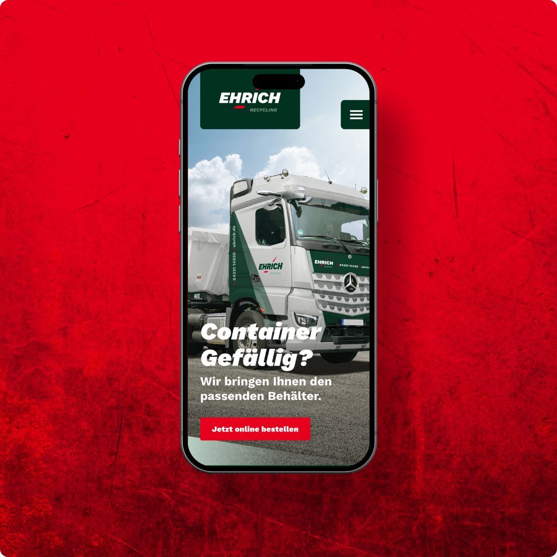 Die Ehrich Webseite auf einem Smartphone