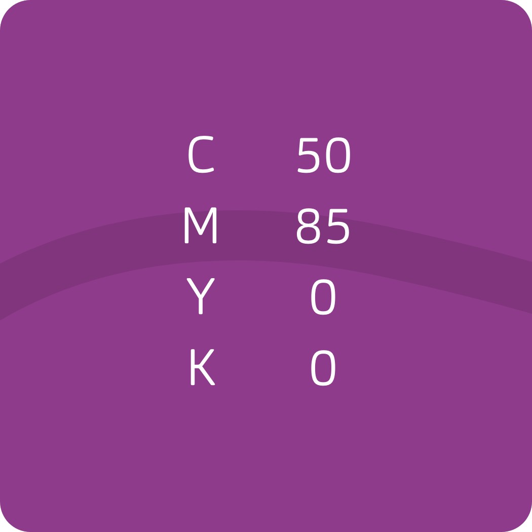 Lilaner Hintergrund mit weißer Aufschrift CMYK