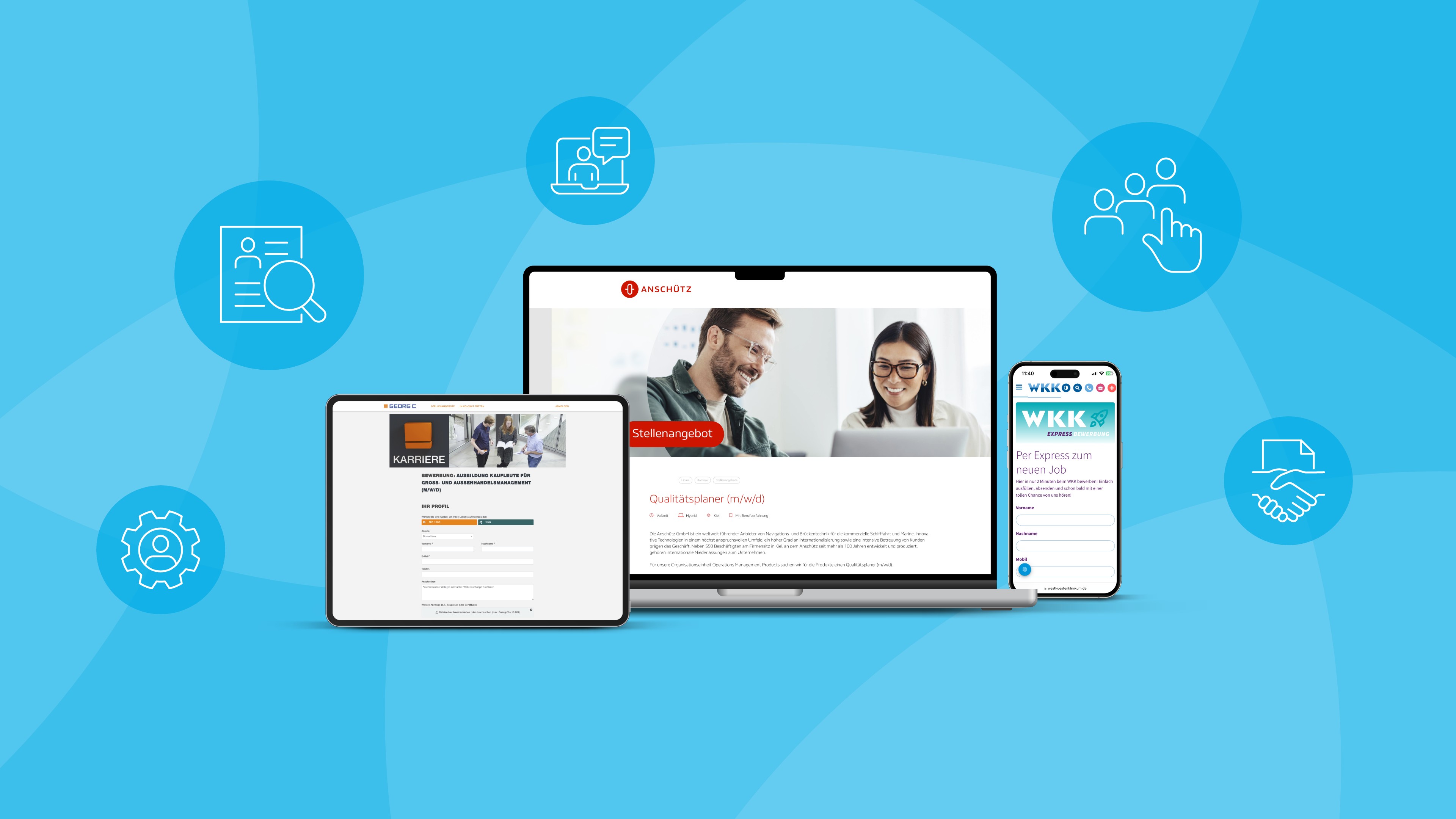 Übersicht verschiedener Karriereseiten auf verschiedenen Endgeräten
