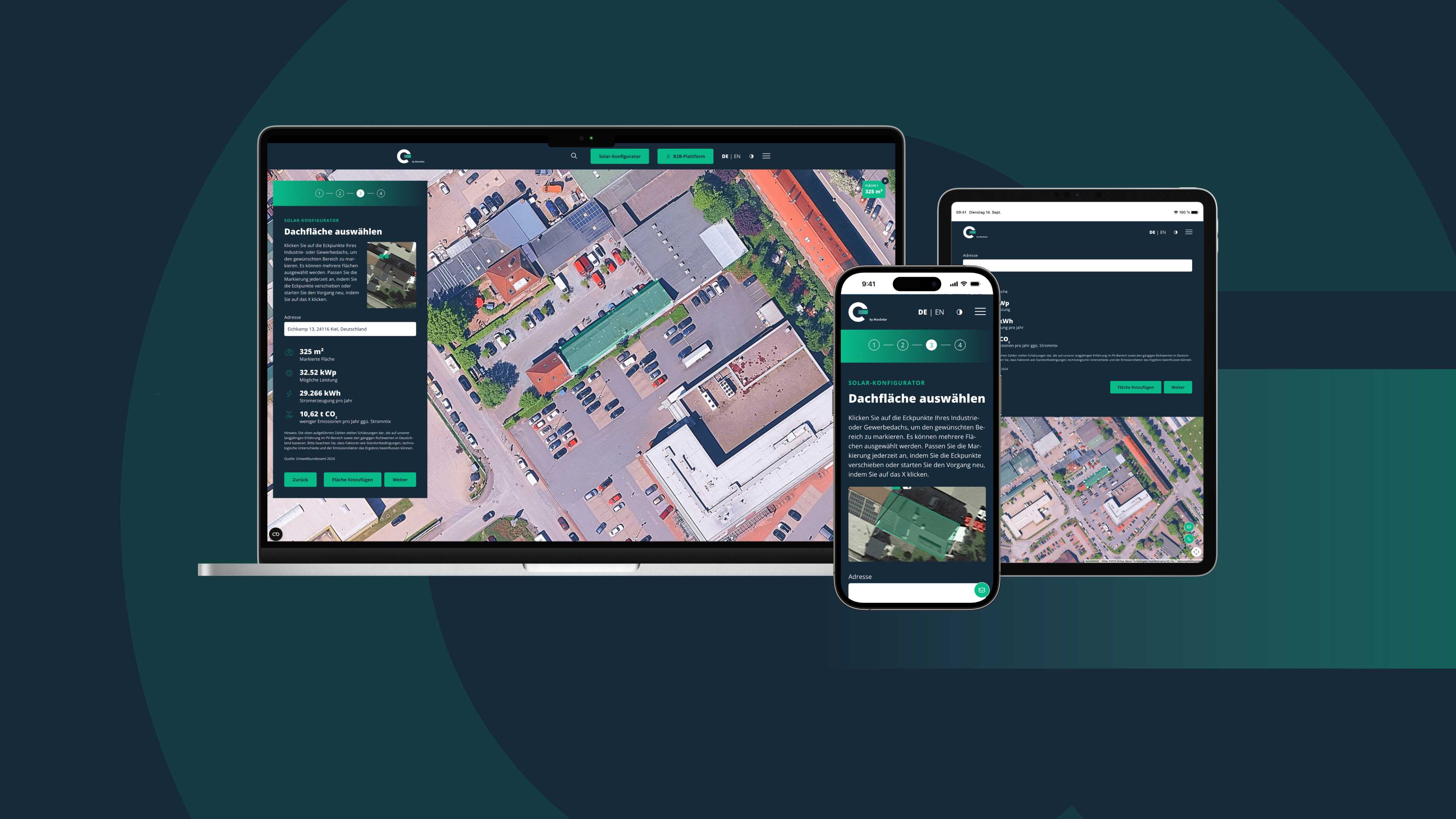 Notebook, Smartphone u. Tablet zeigen Website von Energy Partners