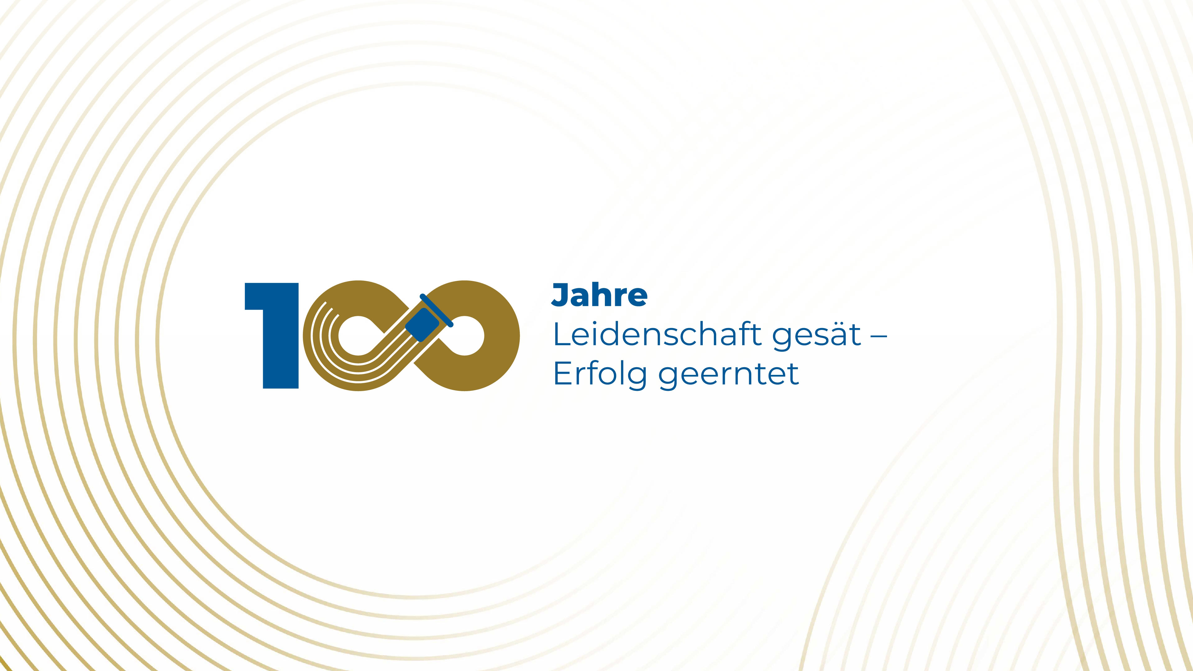 Jubiläumsdesign im rechteckigen Zuschnitt: 100 Jahre Leidenschaft gesät – Erfolg geerntet