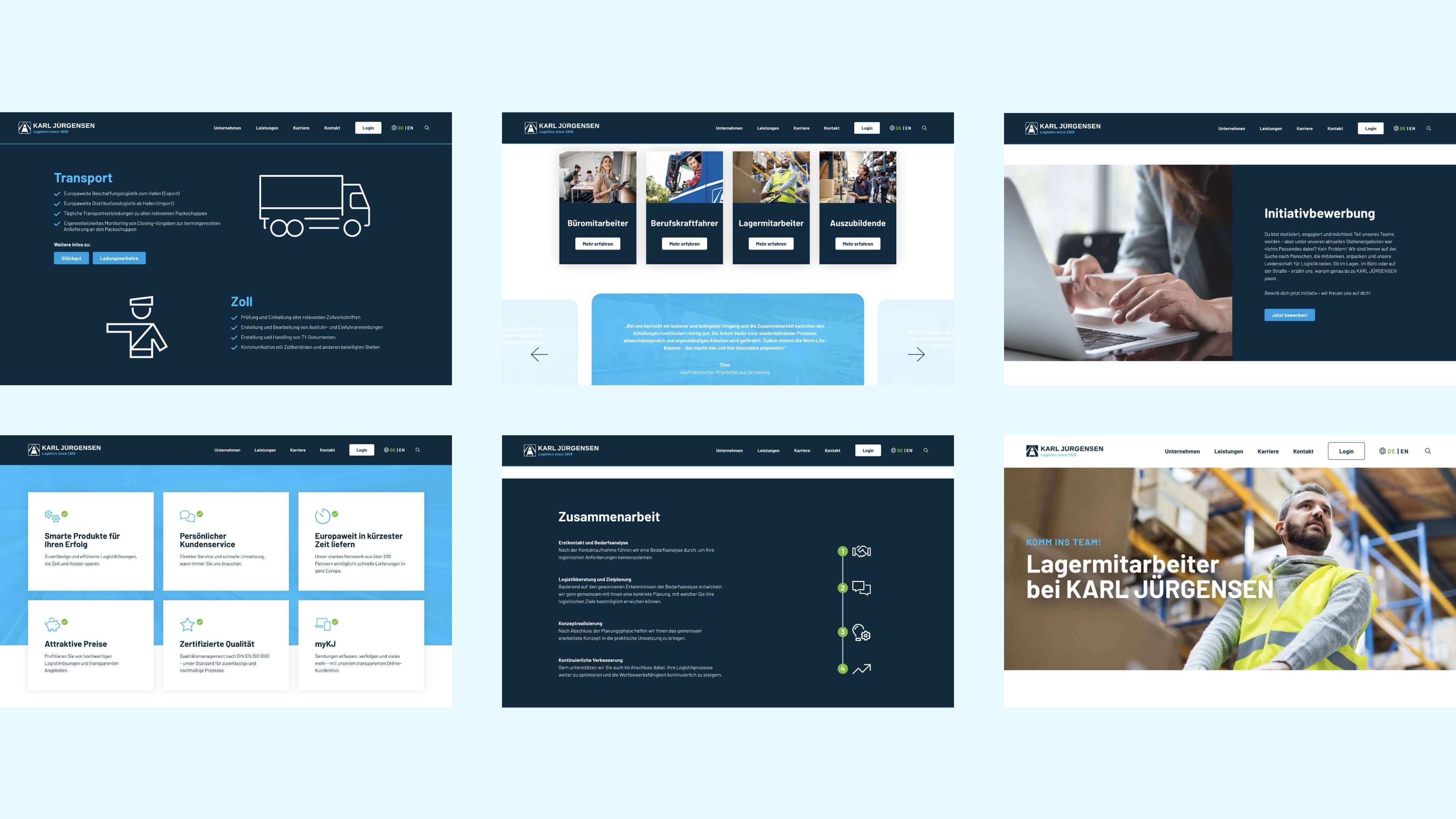 Beispielseiten der Webseite als Screenshot.