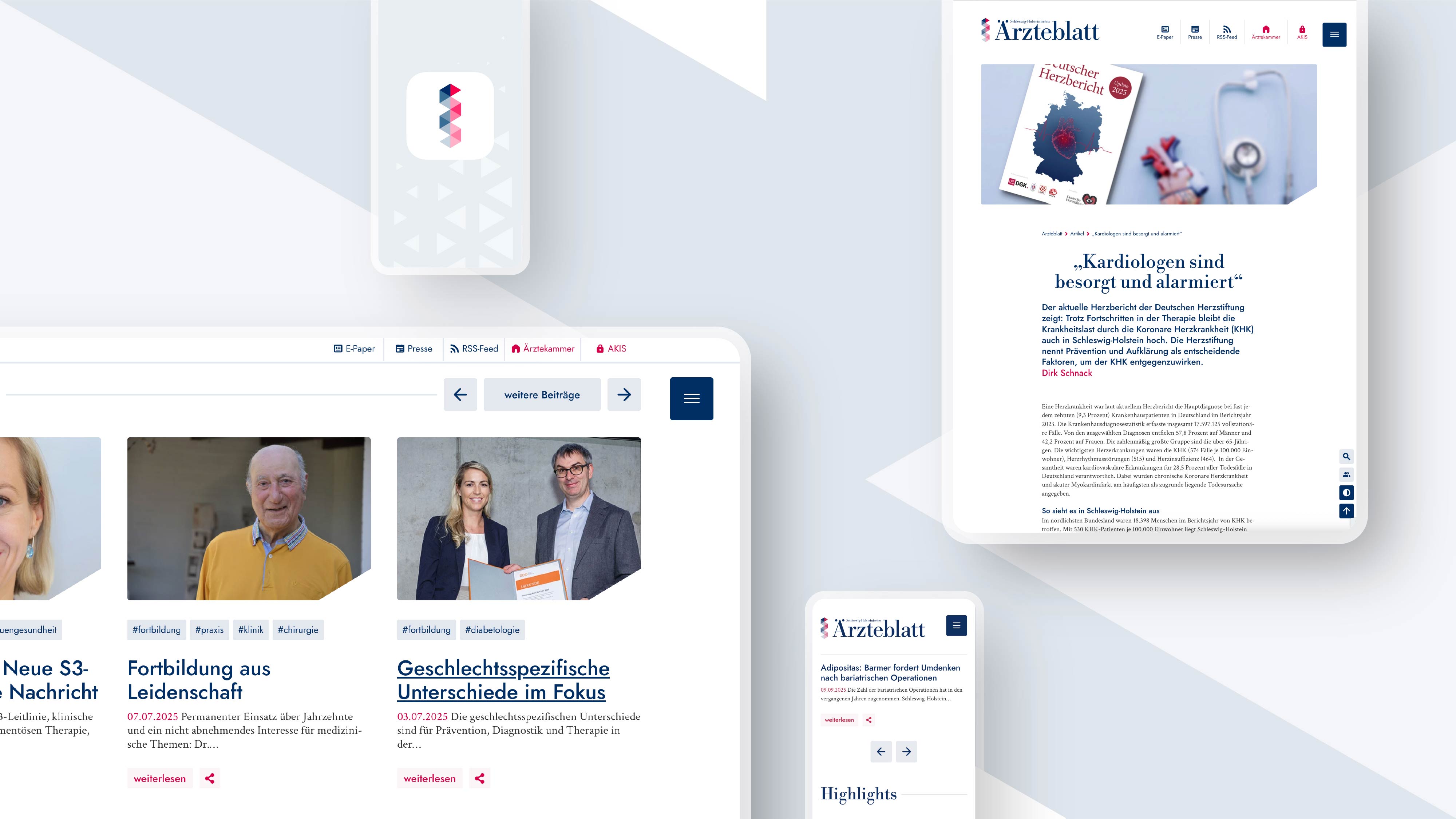 Die mobile Ansicht und die Webansicht der Webseite