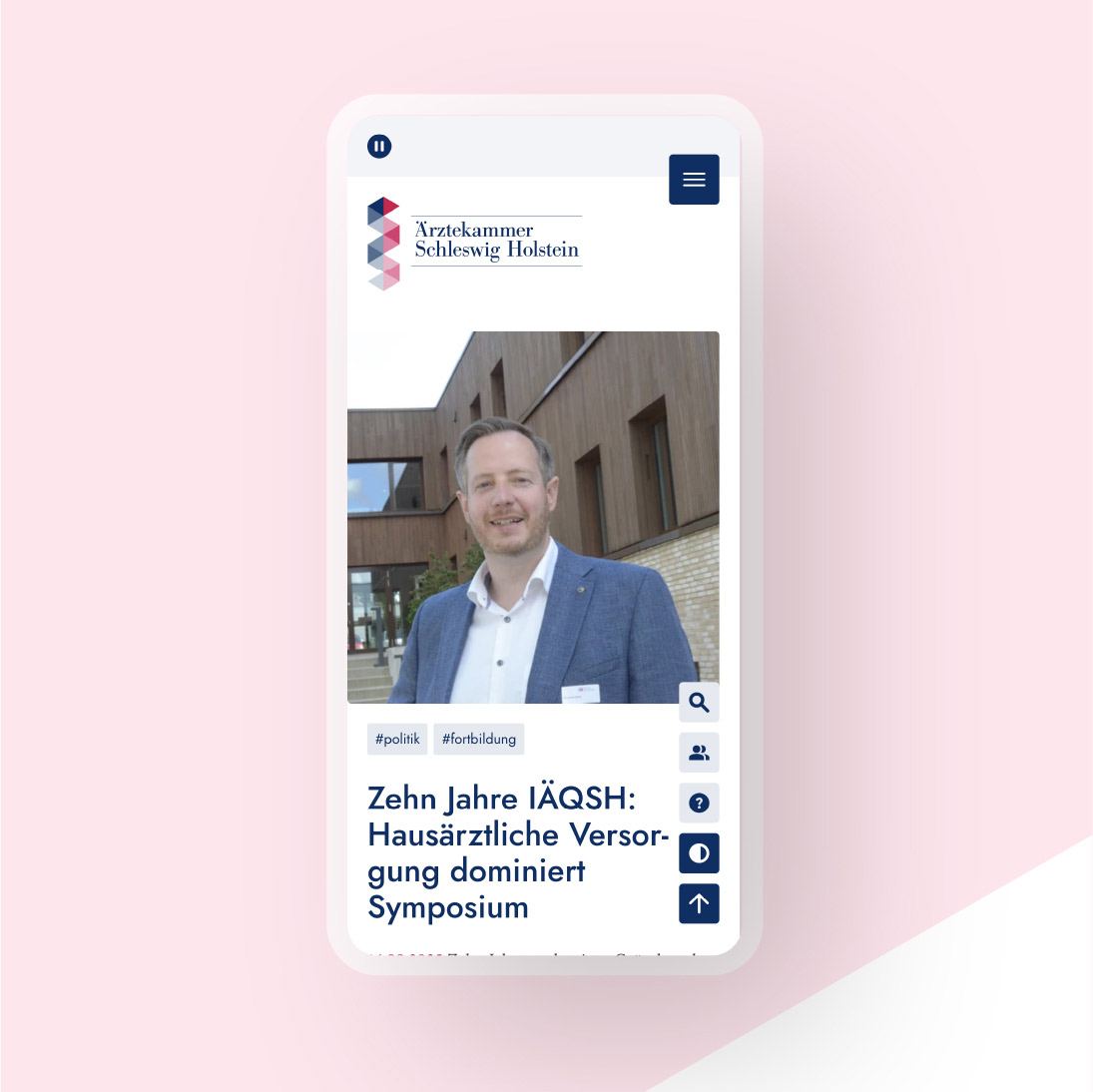 Die mobile Ansicht der Webseite