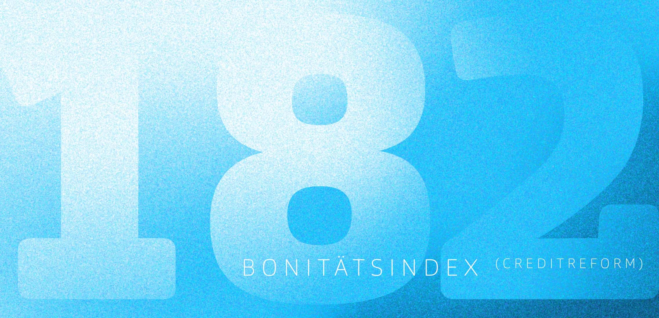 Grafik in dem klassischen Blauton von Hochzwei mit dem Schriftzug 182 Bonitätsindex (Creditreform)