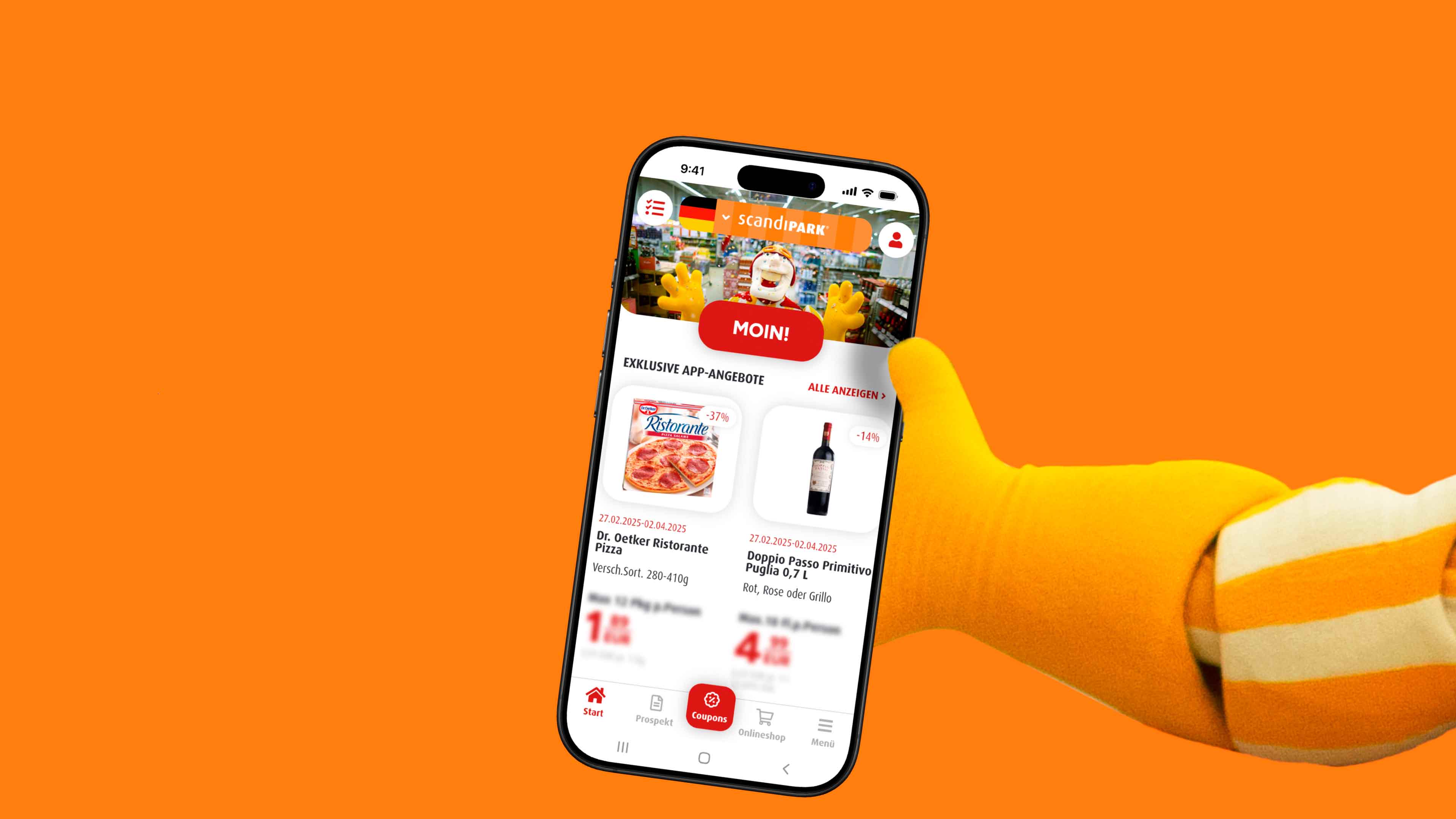 Die App auf einem Smartphone