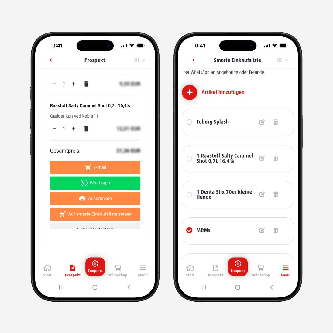 Die App auf einem Smartphone
