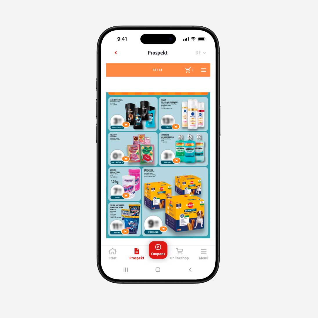 Die App auf einem Smartphone
