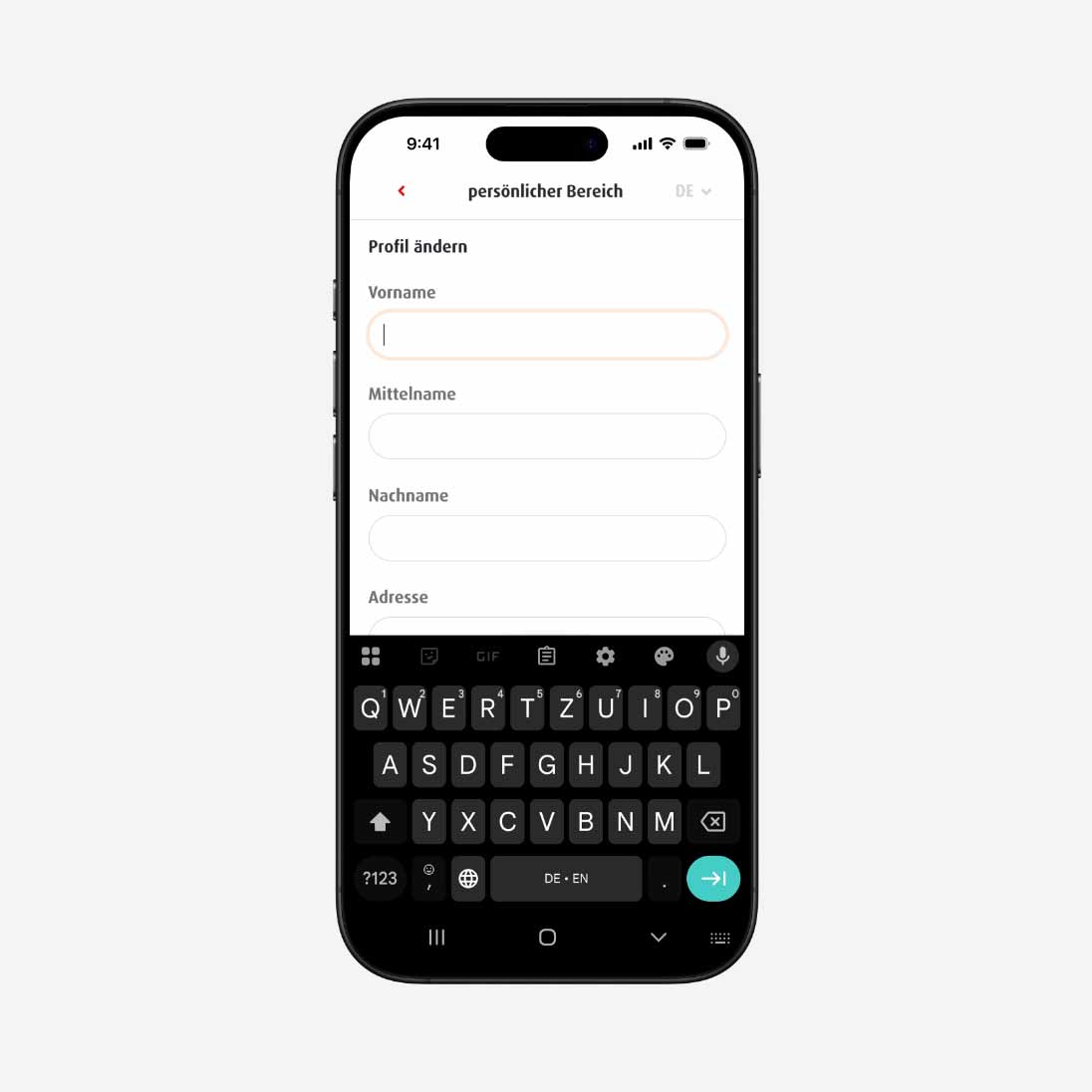 Die App auf einem Smartphone