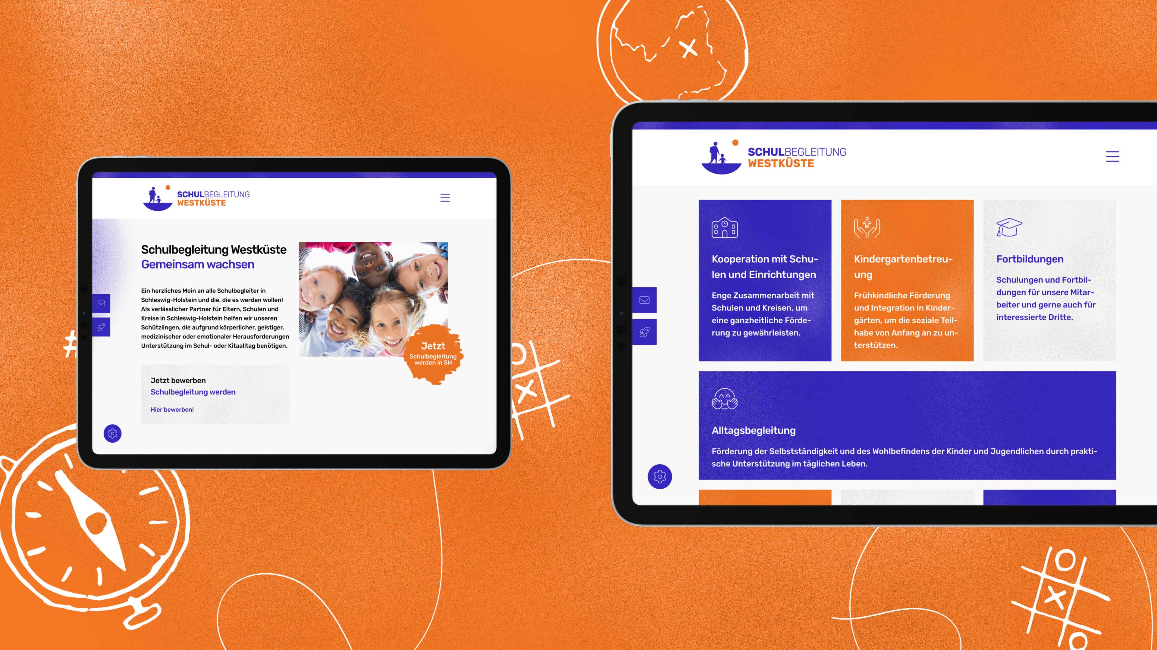 Ansicht der Webseite auf einem Tablet.