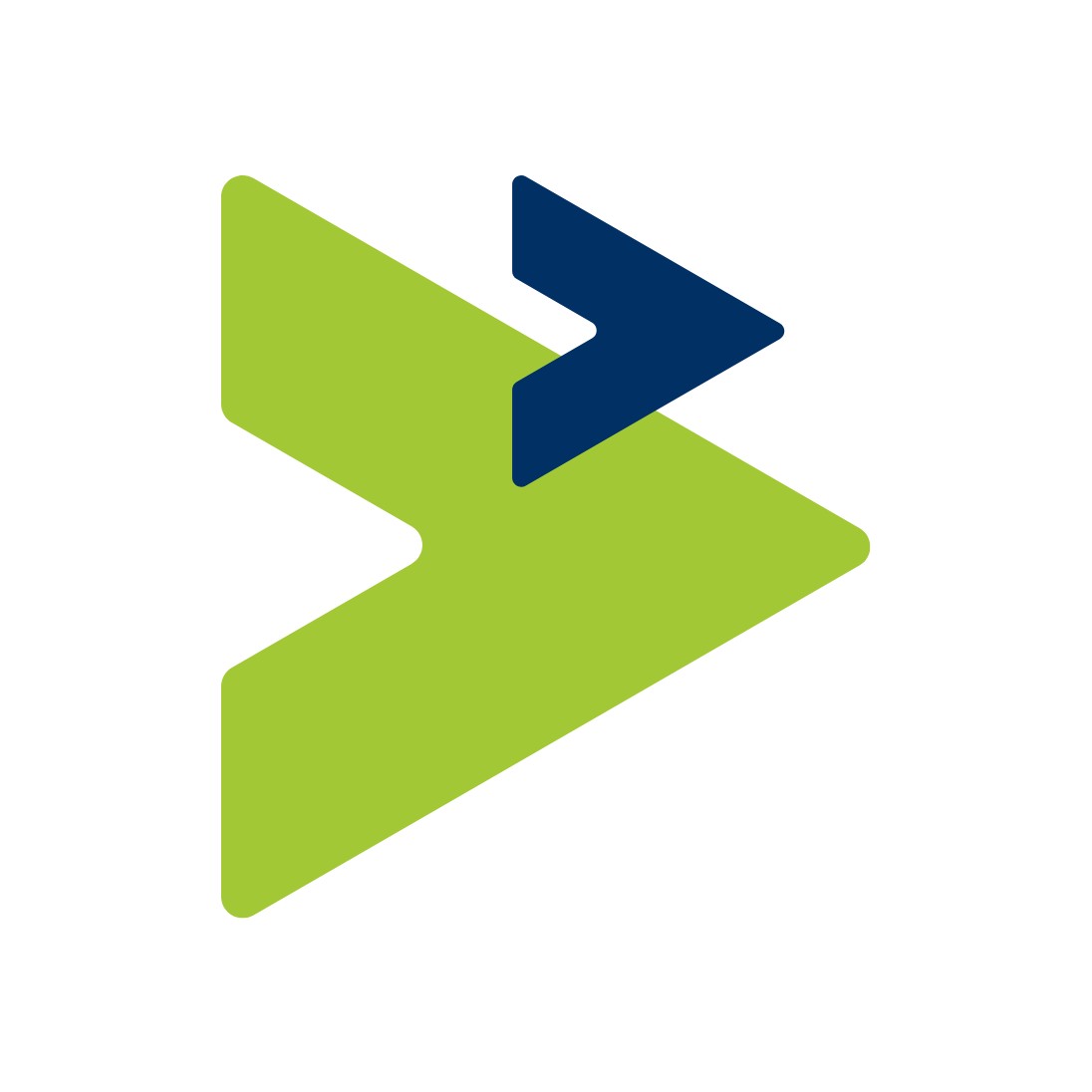 Ein großer hellgrüner und ein kleinerer dunkelblauer Pfeil, die beide nach rechts zeigen