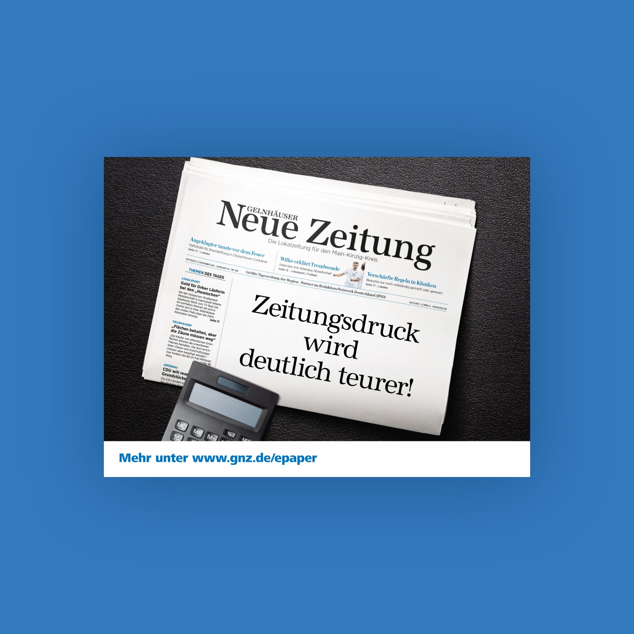 hochzwei_druckhausnaumann_teaser_05.jpg Anzeige mit Titelblatt der Gelnhäuser Neuen Zeitung mit Schlagzeile
