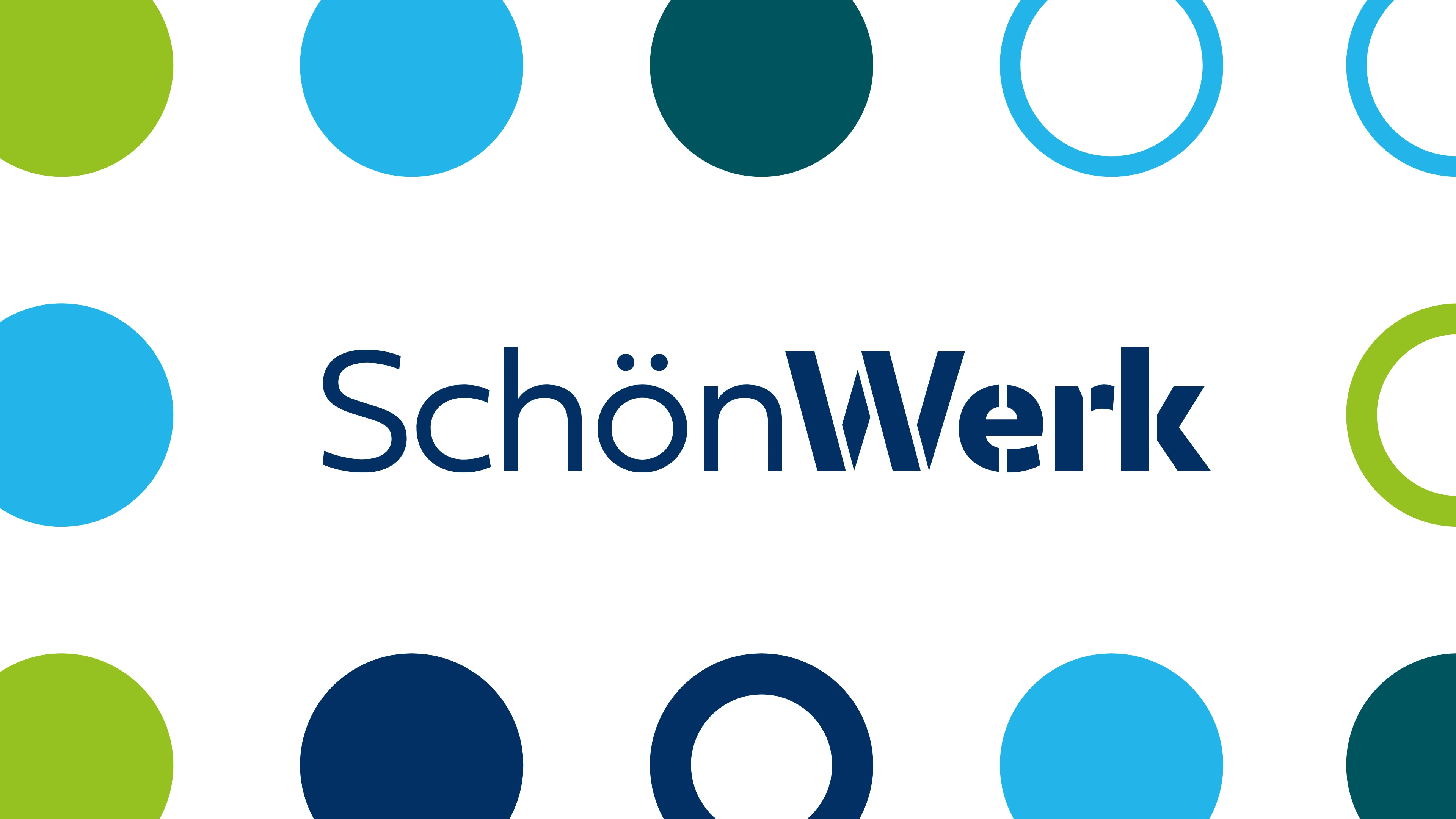 SchönWerk Logo mit bunten Kreisen