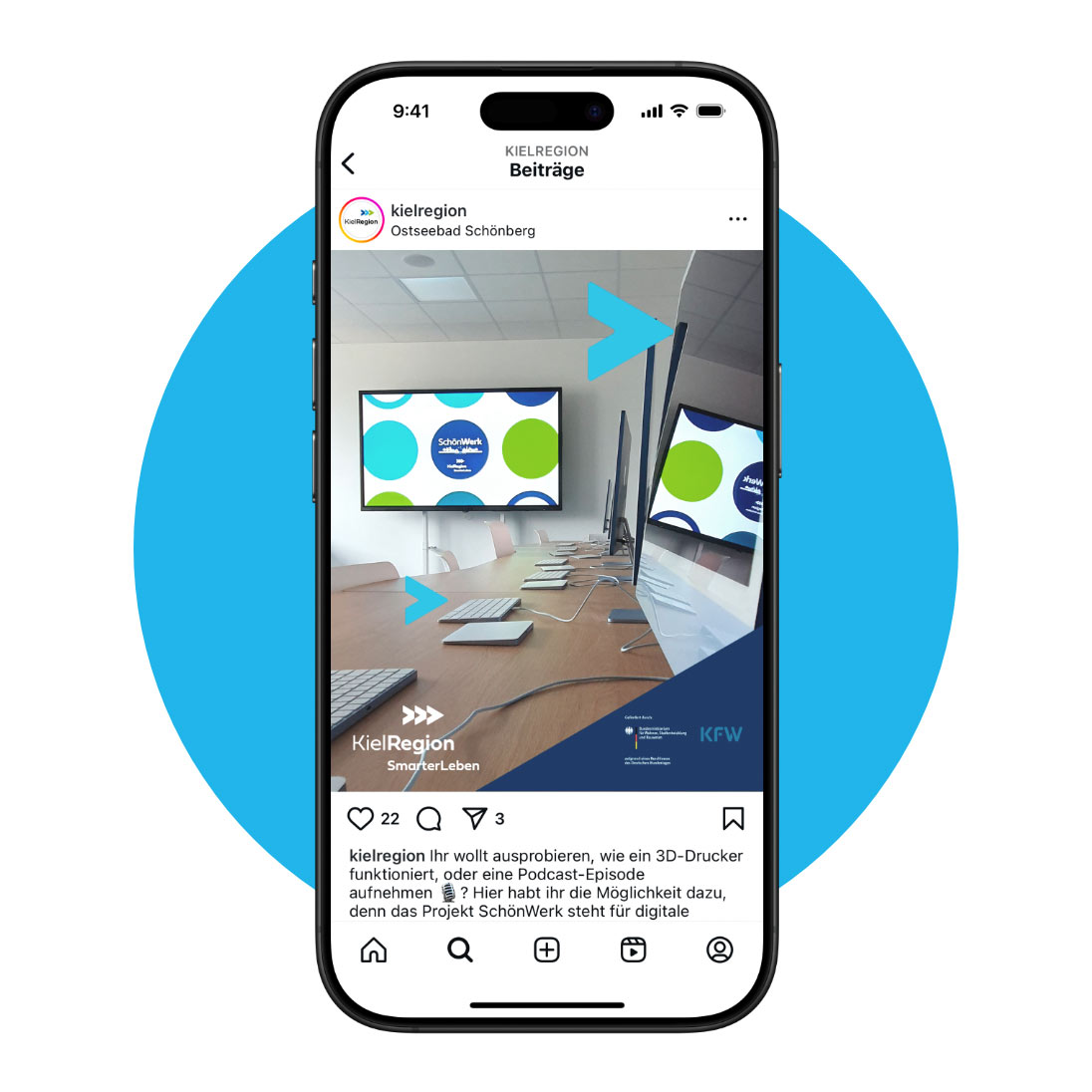 Ein Smartphone mit einer SchönWerk Anzeige