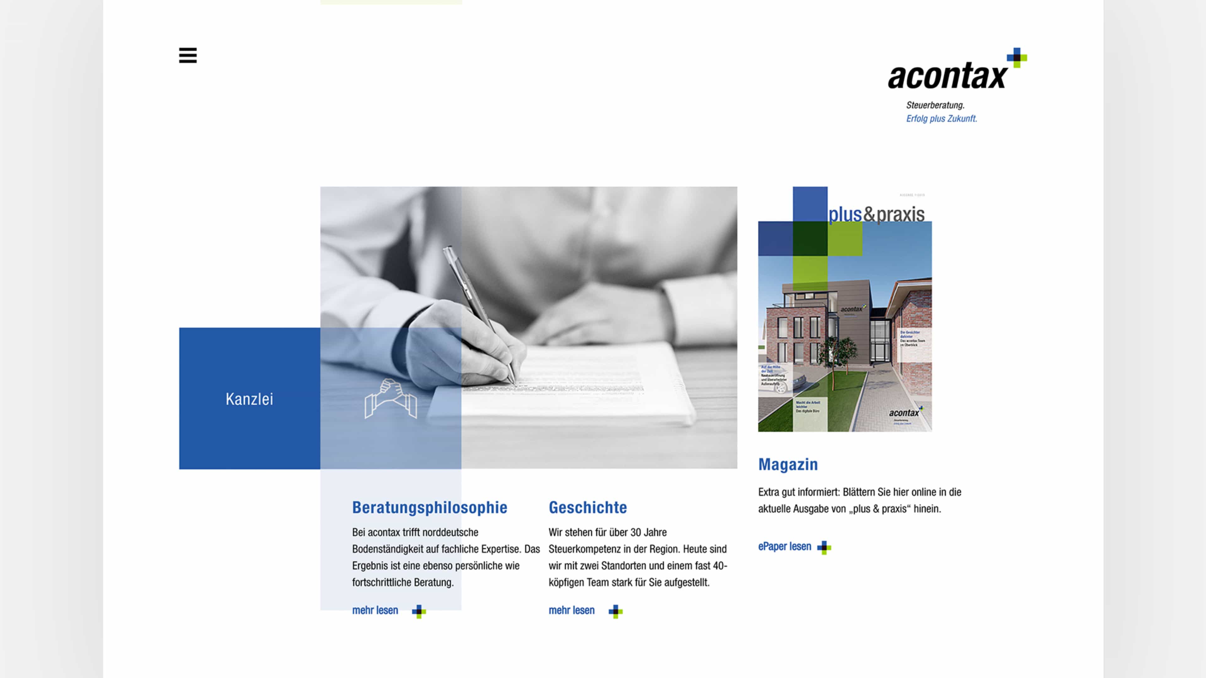 hochzwei_acontax_slider_03.jpg Visualisierung von Text und Bildern sowie Mitarbeitermagazin für Website von acontax