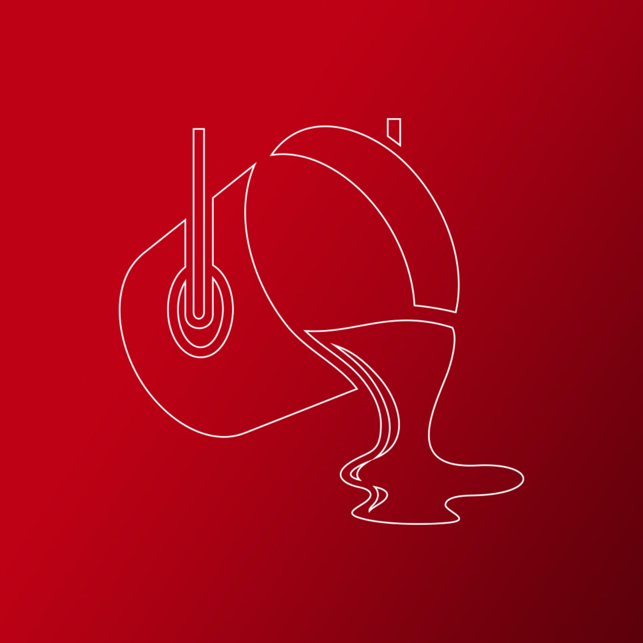 hochzwei_anth_teaser_05.jpg Minimalistische Zeichnung eines auskippenden Farbeimers auf rotem Hintergrund