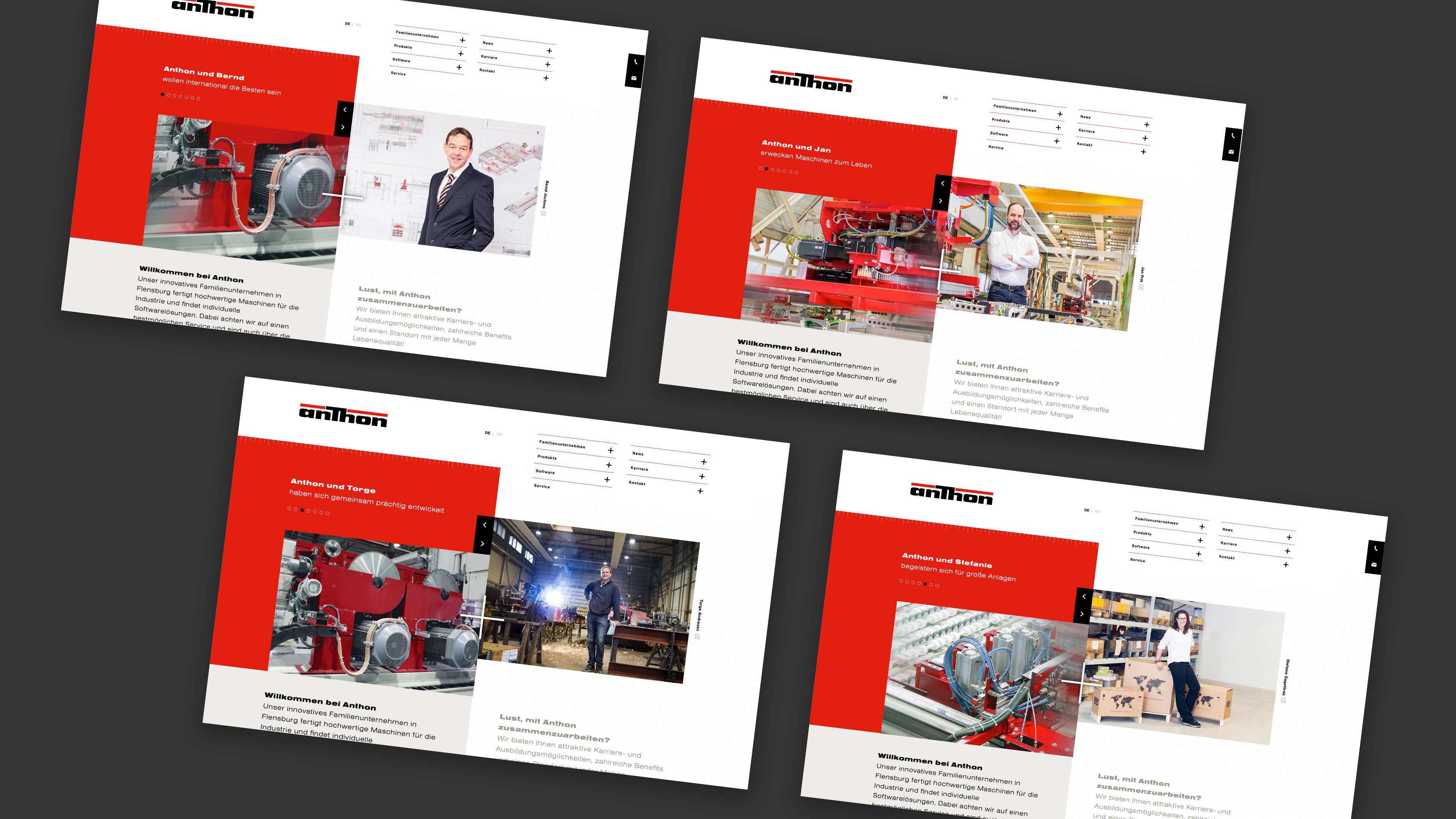 hochzwei_anthon_slider_01.jpg Collage von vier Ansichten der Startseite der Website anthon.de